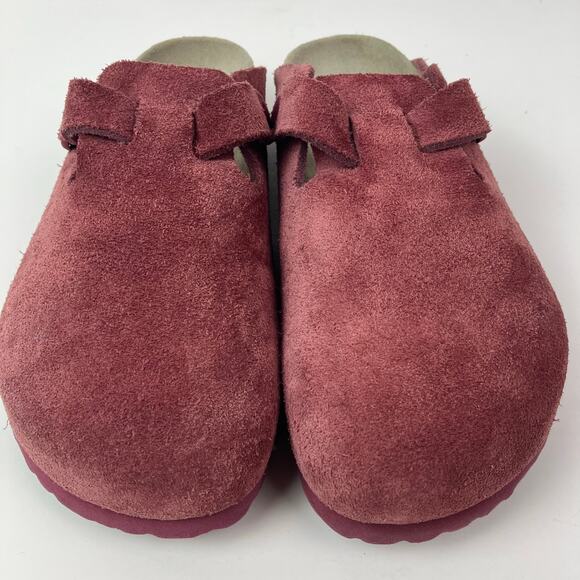 Birkenstock Sz 9-9.5 Boston Suede Clog in Maroon-Mauve Soft Footbed Comfy - Picture 4 of 15